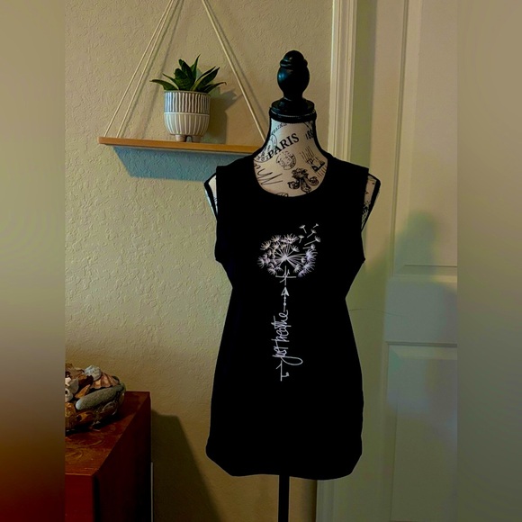 Just Breathe Tank Top Dandelion Blowing In the Wind Peaceful Reminder Shirt - Picture 4 of 8